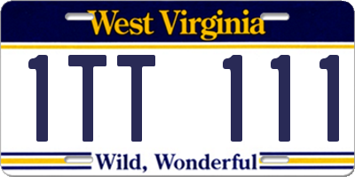 WV license plate 1TT111