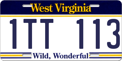 WV license plate 1TT113