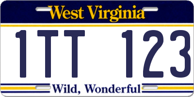 WV license plate 1TT123