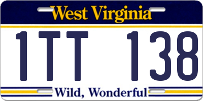 WV license plate 1TT138