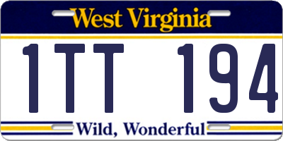 WV license plate 1TT194