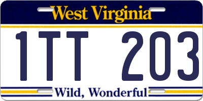 WV license plate 1TT203