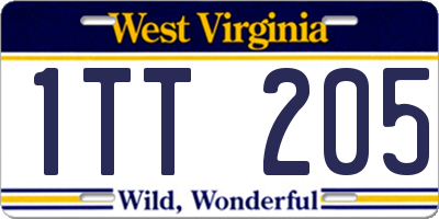 WV license plate 1TT205