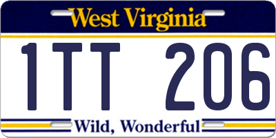 WV license plate 1TT206