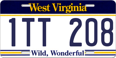 WV license plate 1TT208
