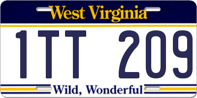 WV license plate 1TT209