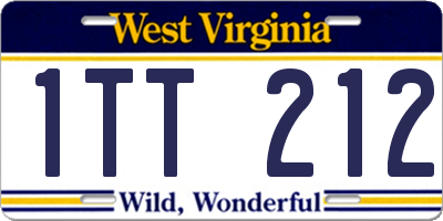 WV license plate 1TT212