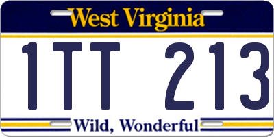 WV license plate 1TT213