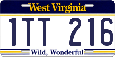 WV license plate 1TT216