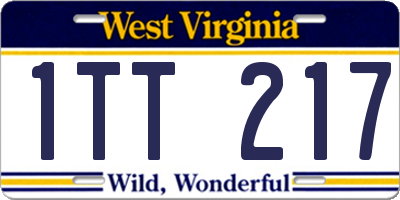 WV license plate 1TT217