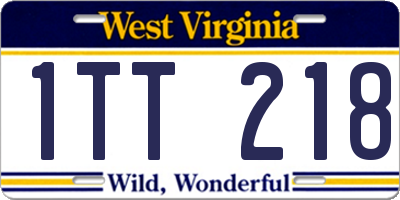 WV license plate 1TT218