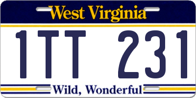 WV license plate 1TT231