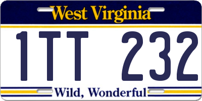 WV license plate 1TT232
