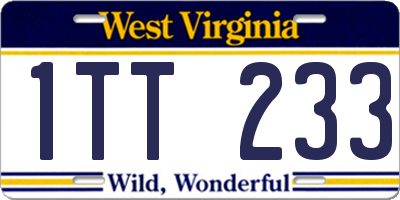 WV license plate 1TT233