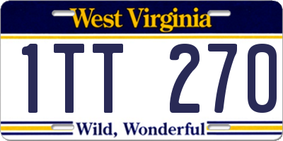 WV license plate 1TT270