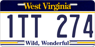 WV license plate 1TT274