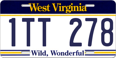 WV license plate 1TT278