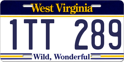 WV license plate 1TT289
