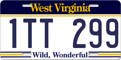 WV license plate 1TT299