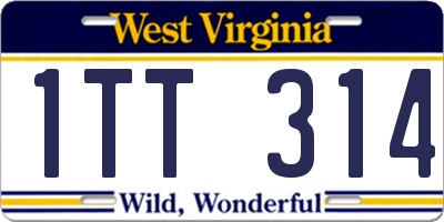 WV license plate 1TT314