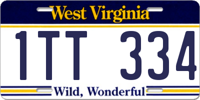 WV license plate 1TT334
