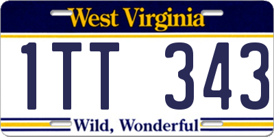 WV license plate 1TT343