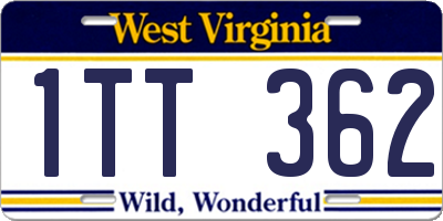WV license plate 1TT362