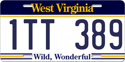 WV license plate 1TT389