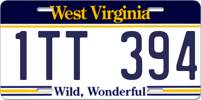 WV license plate 1TT394