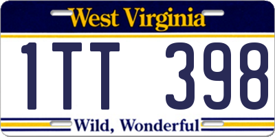 WV license plate 1TT398