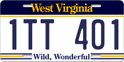 WV license plate 1TT401