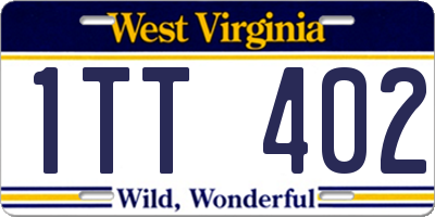 WV license plate 1TT402