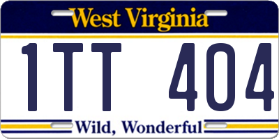 WV license plate 1TT404