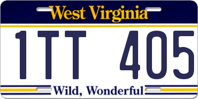 WV license plate 1TT405