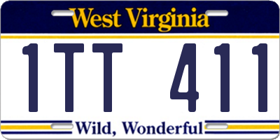WV license plate 1TT411