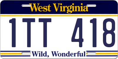 WV license plate 1TT418