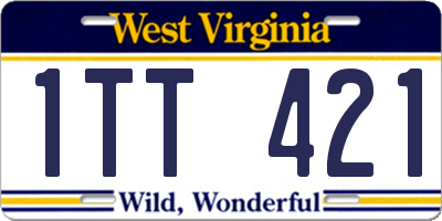 WV license plate 1TT421