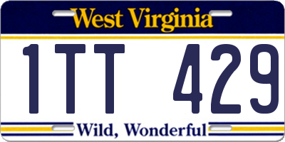 WV license plate 1TT429