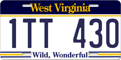 WV license plate 1TT430