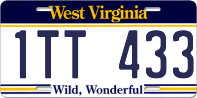 WV license plate 1TT433