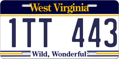 WV license plate 1TT443