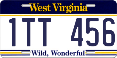 WV license plate 1TT456