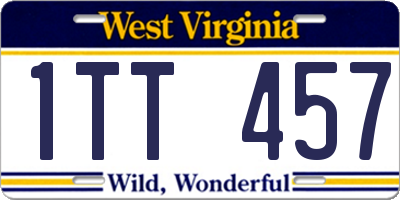 WV license plate 1TT457