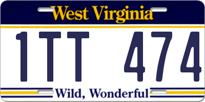 WV license plate 1TT474