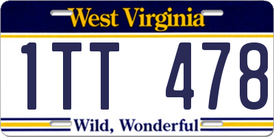 WV license plate 1TT478