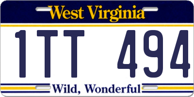WV license plate 1TT494