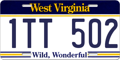 WV license plate 1TT502