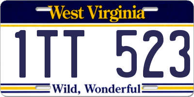 WV license plate 1TT523