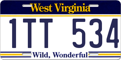 WV license plate 1TT534