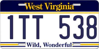 WV license plate 1TT538